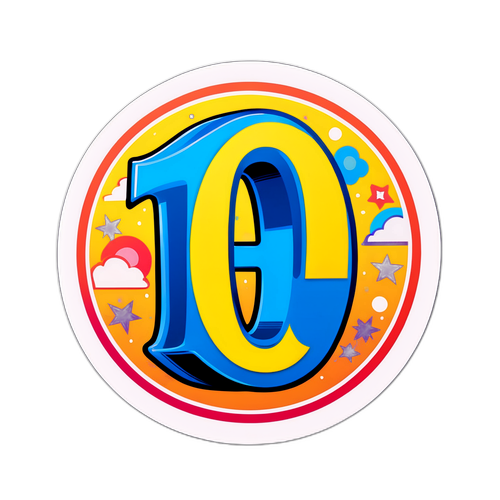 Sticker số 10 đầy sắc màu