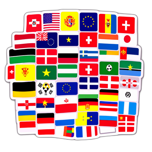 Thiết kế nhãn dán với cờ các quốc gia tham gia vòng loại World Cup châu Âu