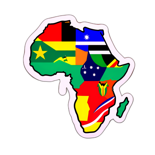 מדבקה צבעונית של היבשת אפריקה