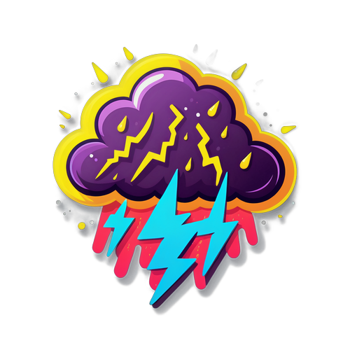 Vibrant Thunderstorm Cloud Sticker