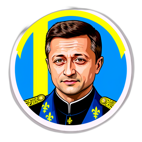 Imagem inspiradora de Zelensky na bandeira ucraniana
