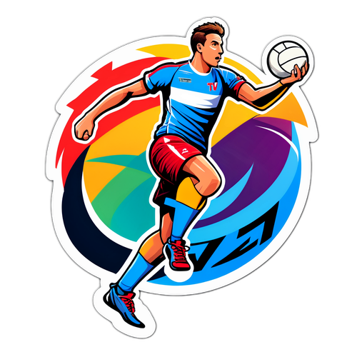Energetisk håndbold spiller sticker