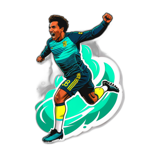 Imagem icônica de Hugo Souza pulando para uma defesa espetacular