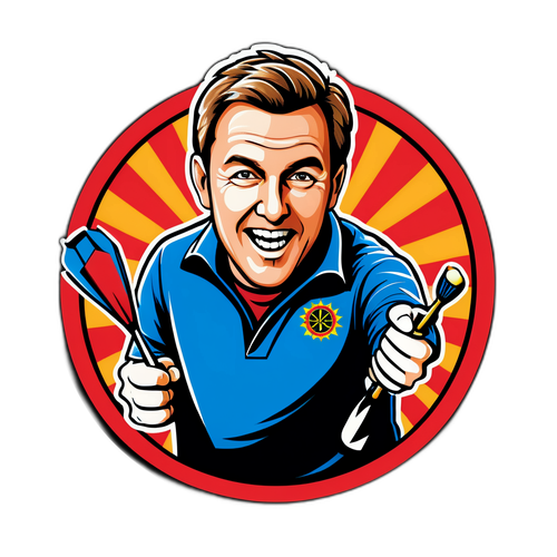 Dynamische sticker van Gian Van Veen in de dartwereld