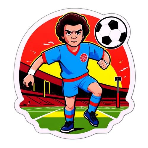 Retro fotbalová nálepka pro 'Stranger Things 5'