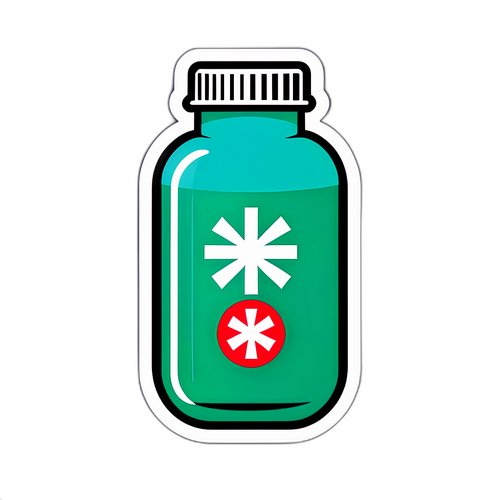 药瓶与取消符号的贴纸