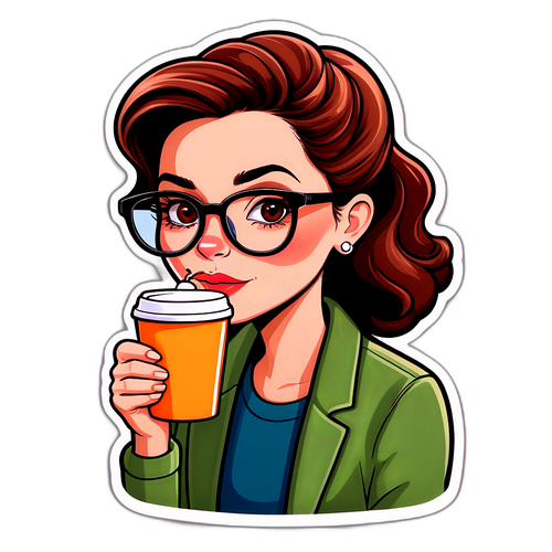 Urocza kreskówkowa wersja Anny Popek pijącej kawę