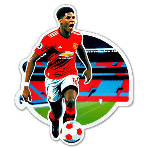 Rashford'un İkonik Gol Anını Sembolize Eden Dinamik Figür