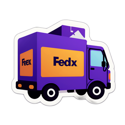 Adesivo do caminhão FedEx em um mundo animado de comércio e movimento