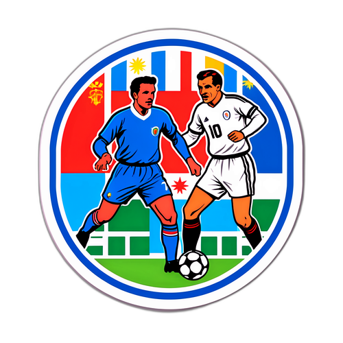 עיצוב מדבקה רטרו בהשראת משחקי UEFA קלאסיים