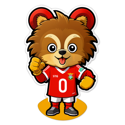 Um adesivo do Benfica com o mascote animado