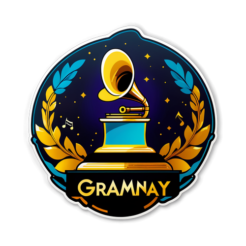 Originální ilustrace hudebních nástrojů a glam prvků pro Grammy 2025