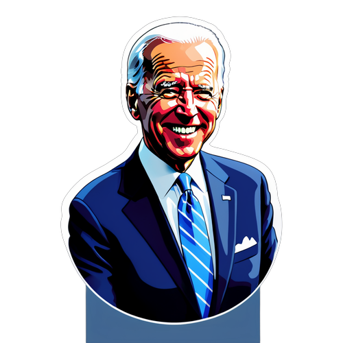 O Sorriso da Esperança: Biden em Adesivo que Transmite Liderança e Simpatia!