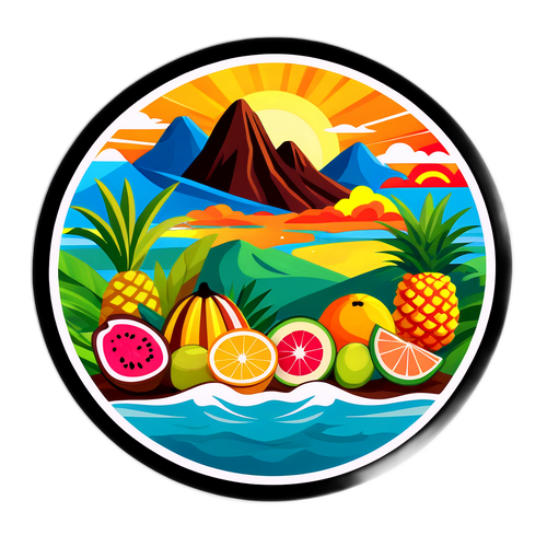 Наклейка з тропічними фруктами та пейзажами Венесуели