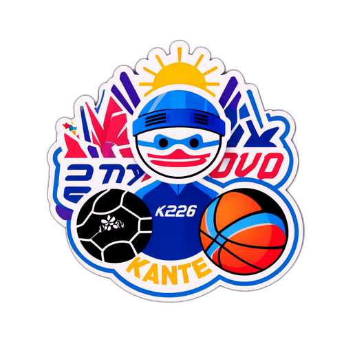 Kante Sticker met Olympische Sportuitrusting