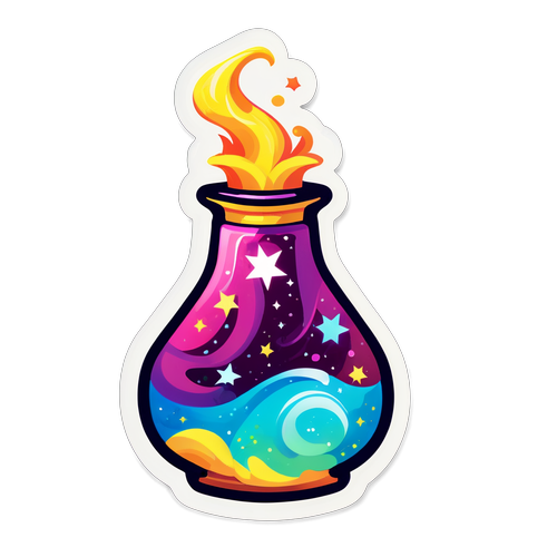 Magical Potion Bottle with Swirling Colors