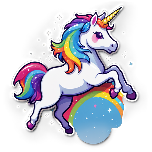 Rainbow Unicorn Prancing with Sparkles