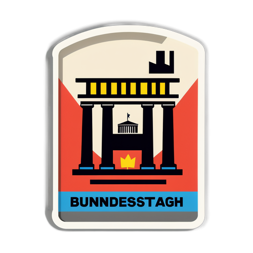 Minimalist Design einer Wahlurne mit Bundestag-Hintergrund, die Demokratie anzeigt