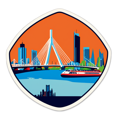 Trots op Rotterdam: Iconische Maas en Erasmusbrug Sticker