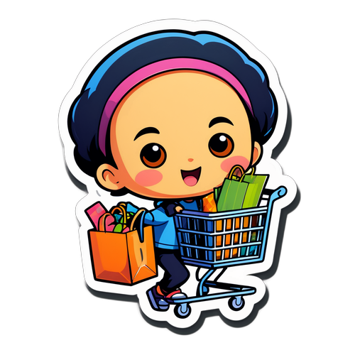 Sevimli Alışveriş Karakteri Sticker