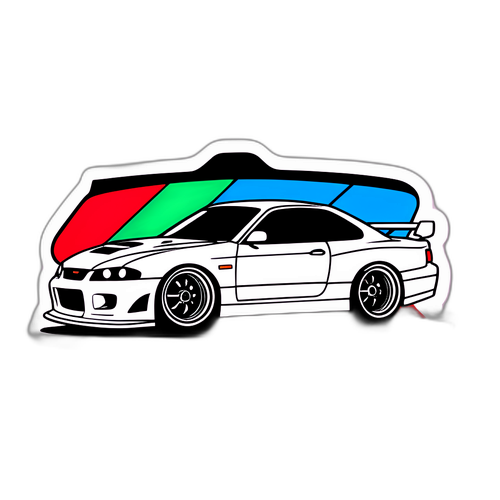 Stylisiertes Auto mit Rennstrecke