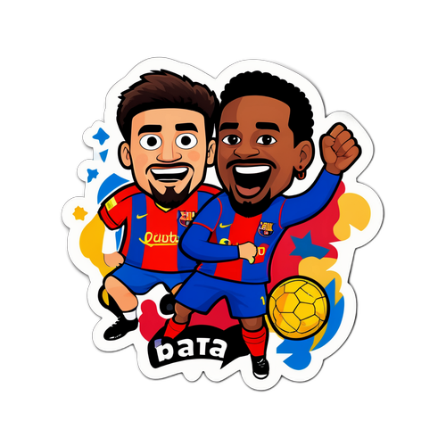 Sticker 'Barca vs' với các cầu thủ hoạt hình