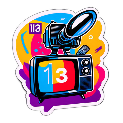 מדבקת טלוויזיה צבעונית עם לוגו של ערוץ 13