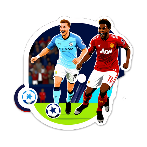 Gleeful Goals: Sticker Kartun Pemain Mencetak Gol di Pertarungan Premier League Penuh Keceriaan!