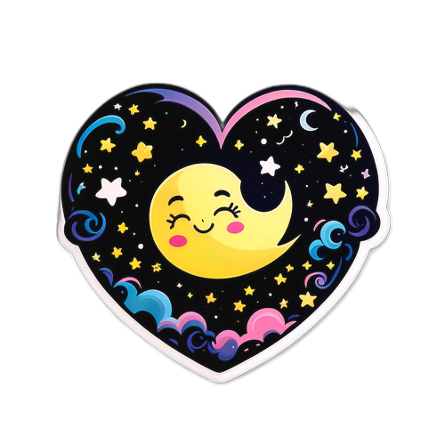 Cuore Giocoso con Luna e Stelle