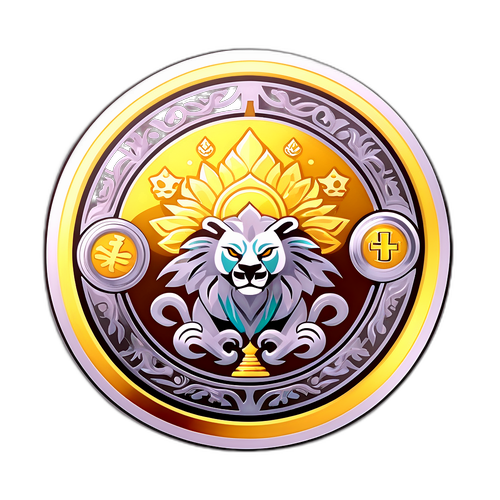 Hình dán biểu tượng hổ phách và vàng, biểu thị sự thịnh vượng và giá trị tài chính