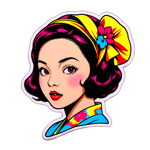ポップアートスタイルのタマヨ・マルカワのステッカー