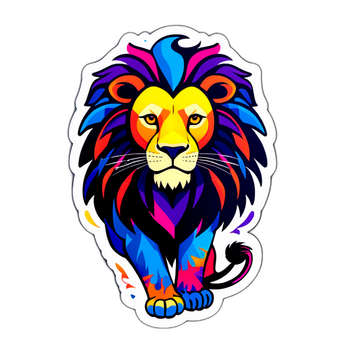 Lion stylisé aux couleurs vives