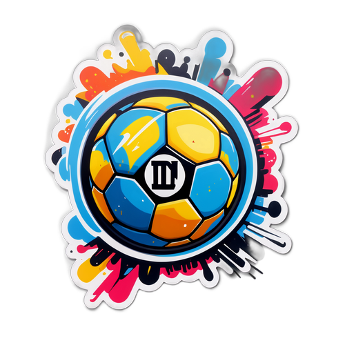 Vibrant Fotball Klistermerke med Gatekunst