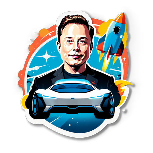 Illustration d'Elon Musk avec des éléments futuristes