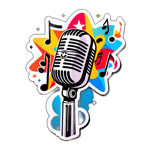 Retro Muziek Themed Sticker voor Star Academy