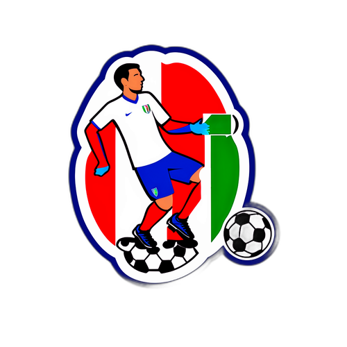 Kleurrijke sticker van de wedstrijd Engeland - Italië