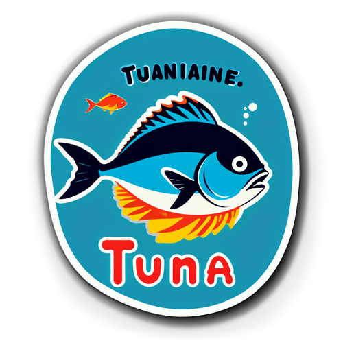 Design nálepky s motivem ryby a textem "Tuna"