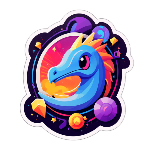 Σχεδίαση αυτοκόλλητου με το λογότυπο Discord Wrapped, περιτριγυρισμένο από πολύχρωρα γραφικά