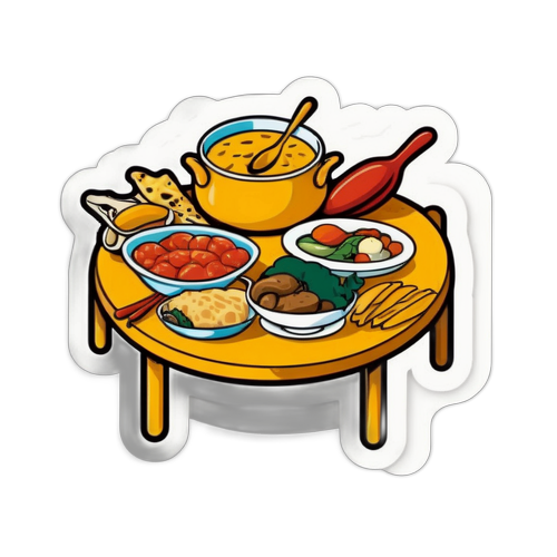 Sticker bàn ăn với món ăn truyền thống