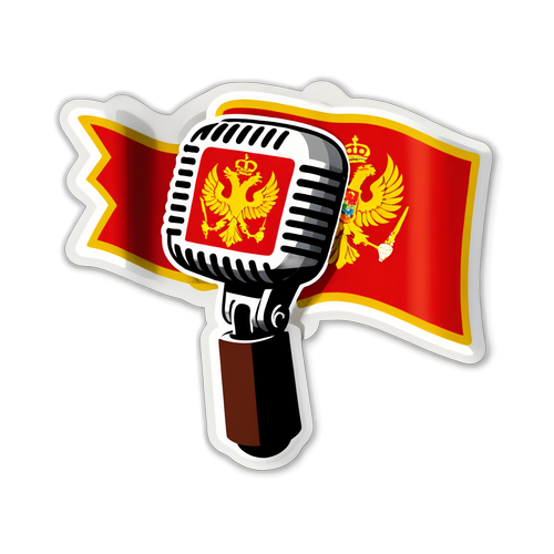 Creatieve sticker met de vlag van Montenegro en een microfoon