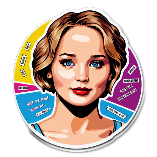 Funky Pop-Art Klistremerke av Jennifer Lawrence