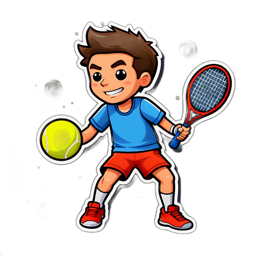 Un dessin de Luke Littler, style cartoon, jouant au tennis