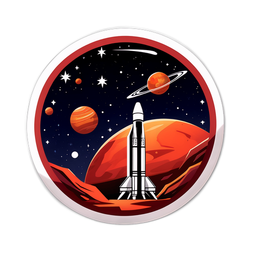 Futuristische sticker van Mars 2026