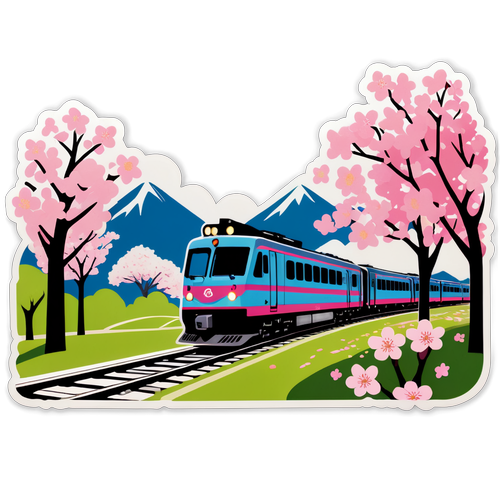 春の桜とJR列車