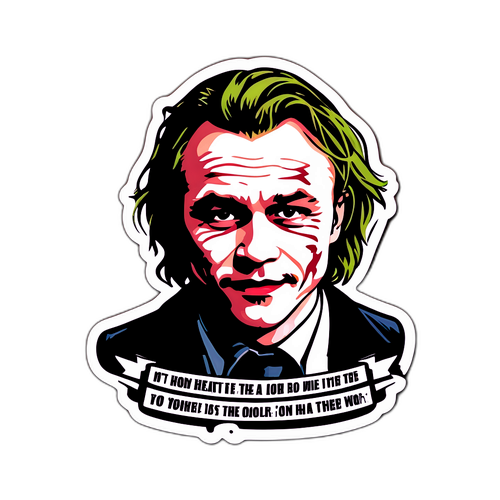Vintage stylizovaný nálepka Heath Ledger s filmovými citáty