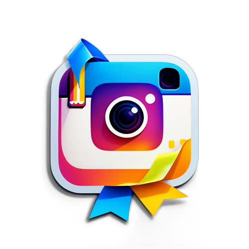 Autocolant cu logo-ul Instagram decorat cu o panglică vibrantă