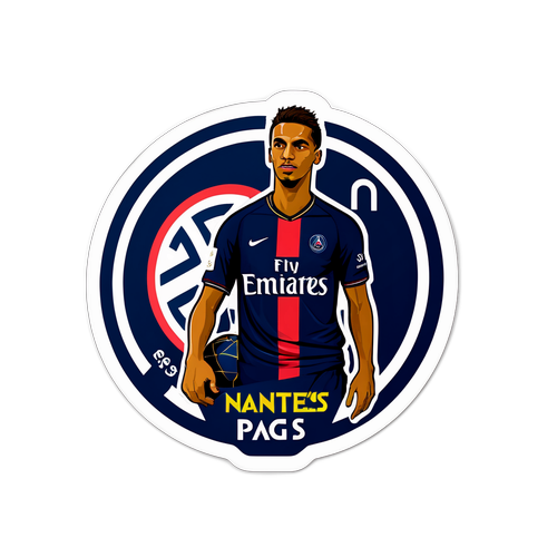 Ilustrace hvězdy PSG s míčem a textem "Nantes – PSG"