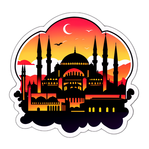 Istanbulin siluetti-ikkuna auringonlaskussa