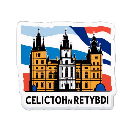 Kreativer Aufkleber der Parlamentsgebäude in Tschechien