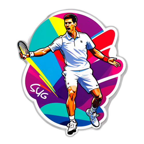 Penempel yang Menampilkan Pose Ikonik Novak Djokovic